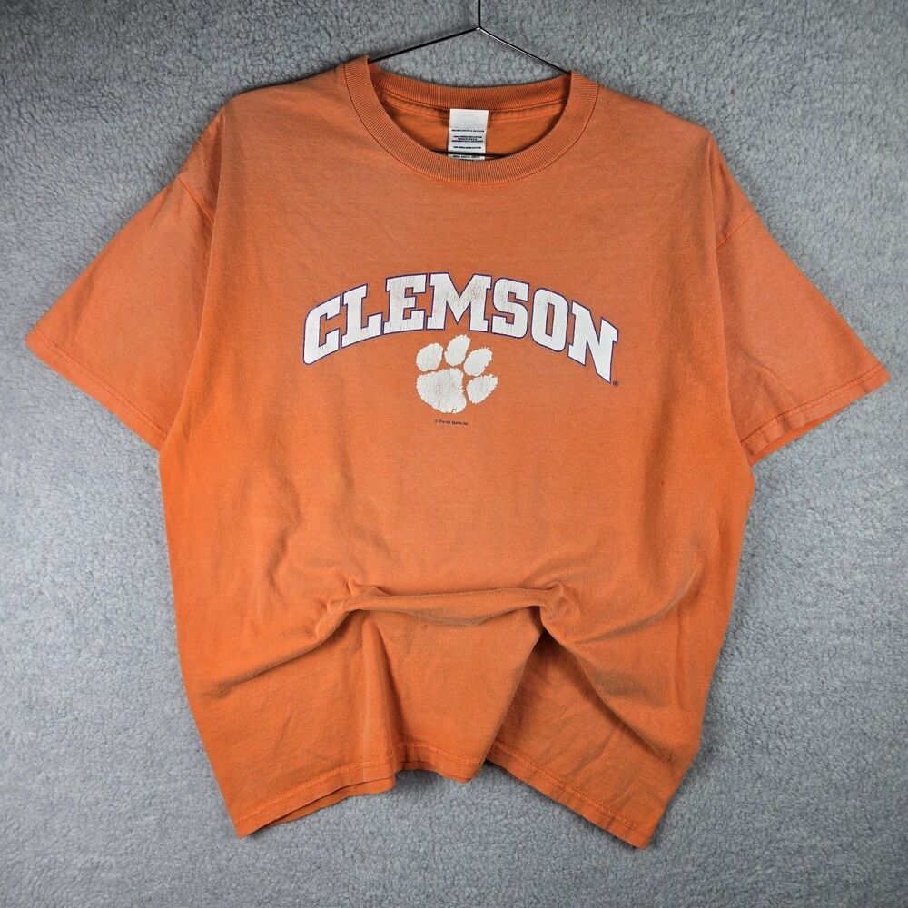 Vintage Clemson Tigers T Shirt Men's Large Orange Delta Pro College NCAA